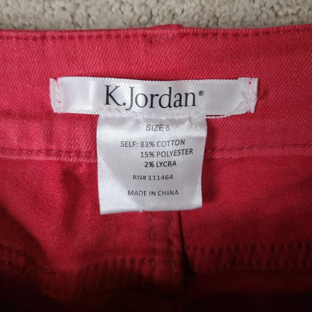 K Jordan Jeans‎ Womens Size 8 Red Skinny Fit Cotton Blend Casual Denim Pants